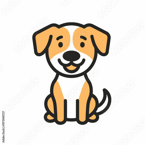 An adorable cartoon puppy smiling happily