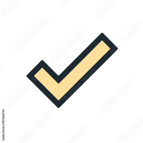 A simple yet impactful check mark, representing completion, confirmation, or approval. Its clean lines and bold color scheme convey a sense of clarity and efficiency.
