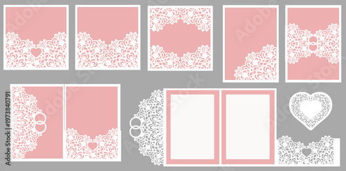 Lace Trifold Wedding Invitation Card Frames and Envelope Designs
