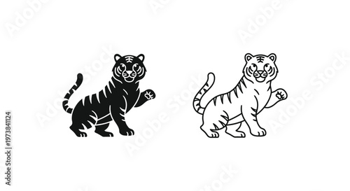 Tiger Symbols: Bold & Elegant Designs Vector