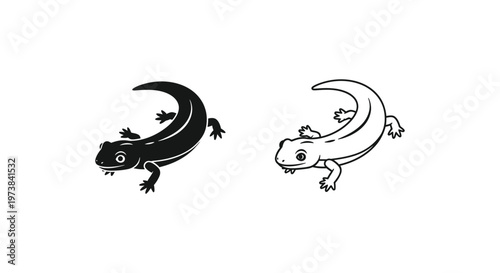 Cute Cartoon Salamander & Newt Illustrations - Unique Amphibian Designs Vector