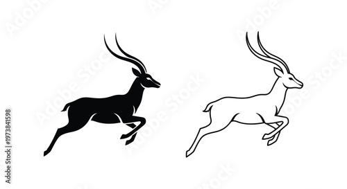 Antelope Silhouette Designs: Running Grace Vector