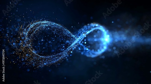 An abstract digital artwork of a blue infinity symbol with dynamic light effects, hinting at endless possibilities.