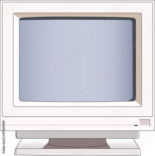 vintage computer monitor front view vector illustration