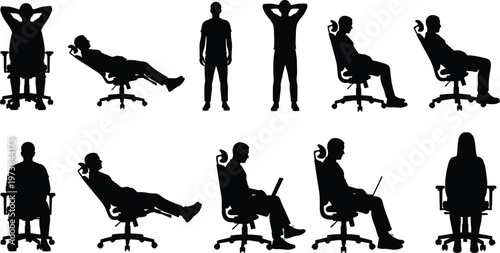 People silhouette set featuring diverse men and women walking with backpacks, carrying bags, and commuting for travel and urban lifestyle.