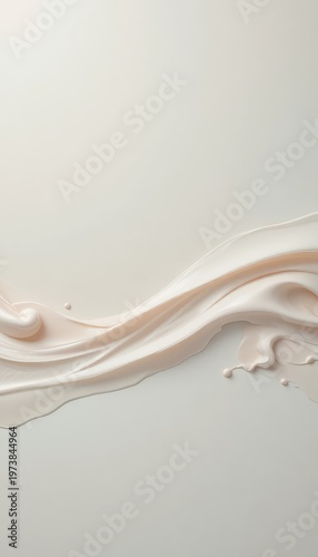 An abstract texture for cosmetics featuring soft creamy waves and pastel shades