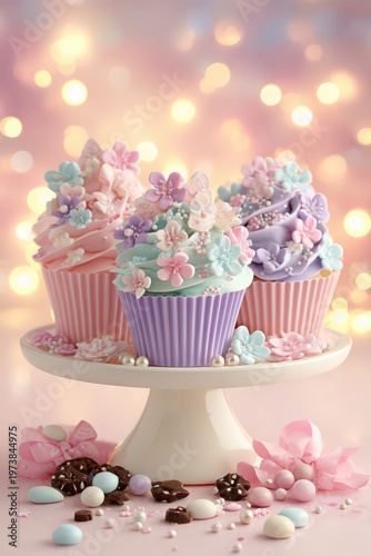 Sweet celebration with gorgeous pastel cupcakes for Mothers Day joy
