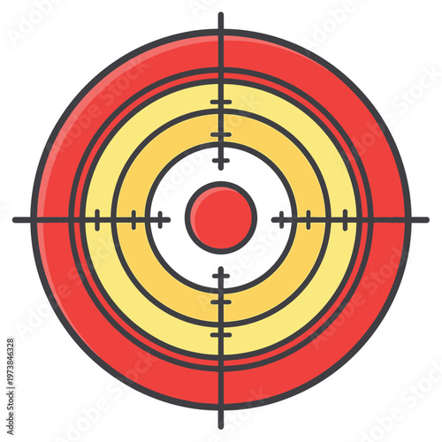 A bullseye target with concentric circles and crosshairs.