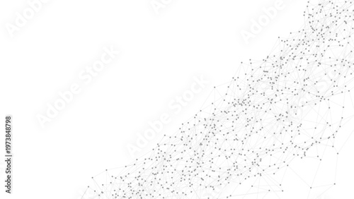 Abstract technology background with dots connected by lines forming a minimalist mesh and plexus shape. Futuristic digital network design for data, science, innovation, and modern web projects.