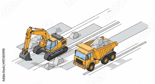 Heavy machinery construction equipment vehicles.