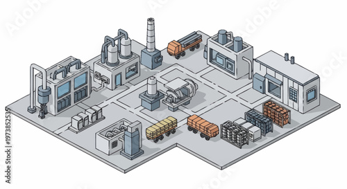 Industrial factory with cargo trains.