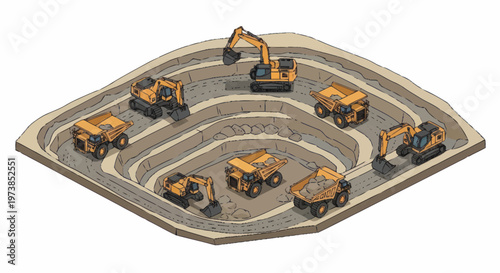 Toy Construction Vehicles on Track.