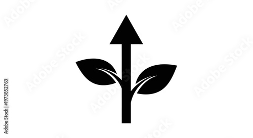 Black icon of growing plant with upward arrow.
