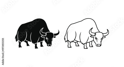 Yak Symbolism: Black and White Contrast Meanings Vector