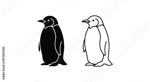 Adorable Black and White Penguin Vector Illustrations Vector