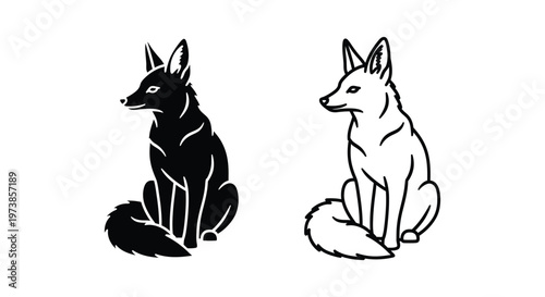 Black & White Fox Symbols Design Guide Vector