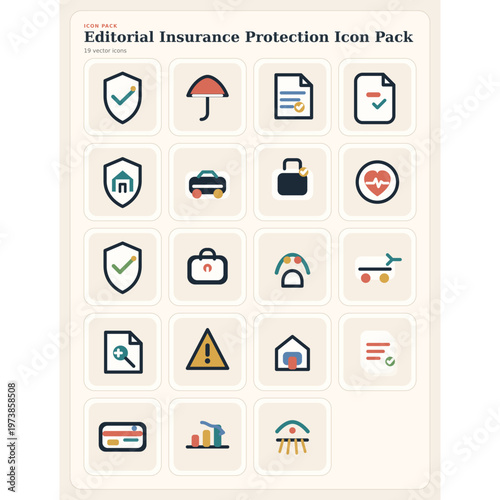 Editorial Insurance Protection Icon Pack
