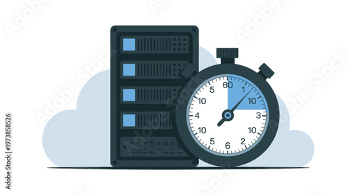 Stopwatch Server Performance Icon for Time Management Productivity and High-Speed Computing