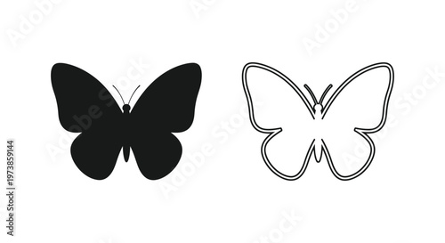 Elegant Butterfly Outline Designs & Silhouettes Vector