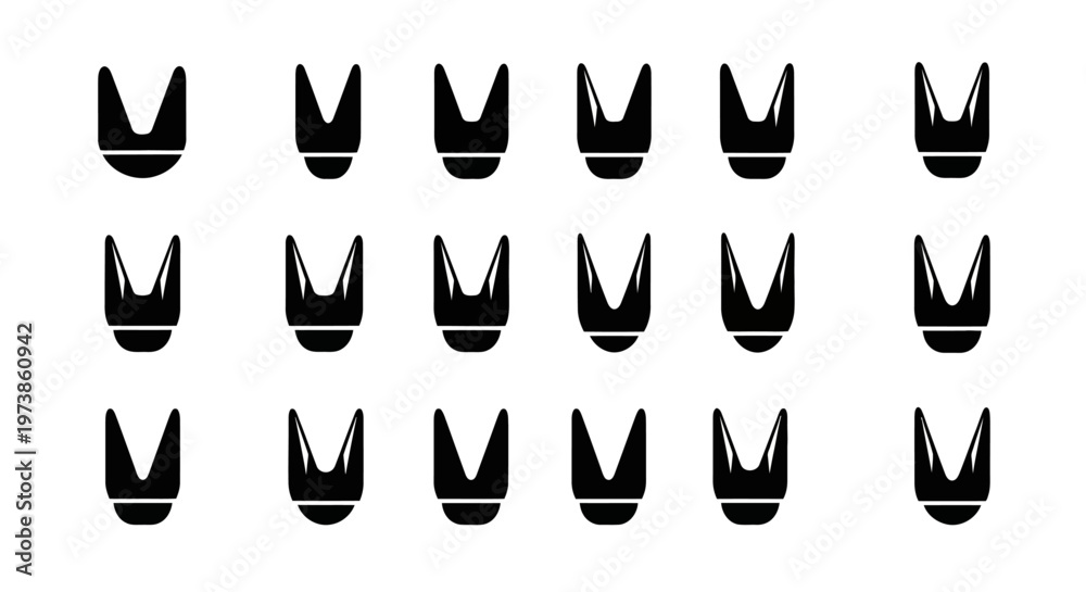 Fototapeta premium Black crown icons, vector crown symbols, 20 royal crowns, black and white illustration, icon set