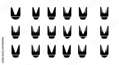Black crown icons, vector crown symbols, 20 royal crowns, black and white illustration, icon set