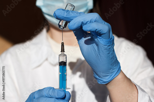 Nurse preparing to give an injection. Preparation for injection. Medicines and medical preparations