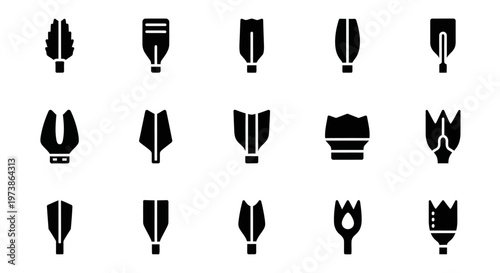 Black candle flame icons, vector candle symbols, burning fire signs, 16 decorative elements