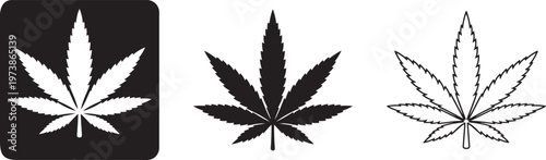 Hemp leaf flat vector silhouette icon design.