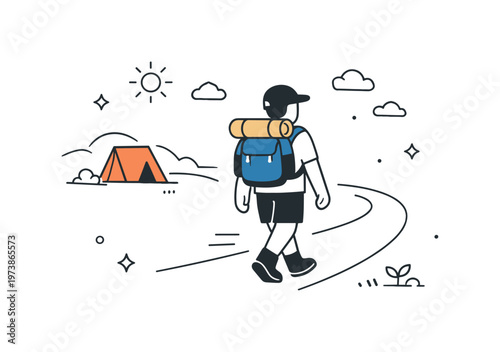 Seasonal sale announcement bright percentage symbol paired with a shopping bag and small decorative stars creates a lively sense of urgency and limited-time