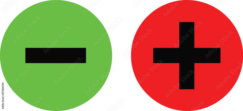 Obraz premium Contrast of positive and negative symbols on colored circular backgrounds Vector