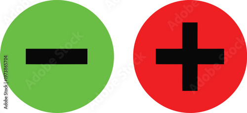 Contrast of positive and negative symbols on colored circular backgrounds Vector