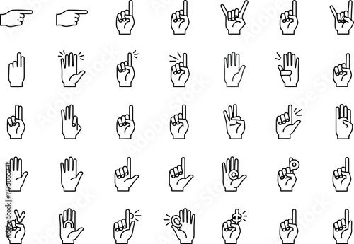 Comprehensive collection of various hand gestures and signals Vector