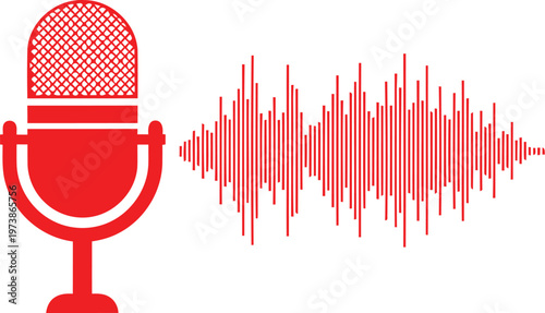 A microphone icon paired with a sound wave graphic symbolizing recording or audio capture Vector