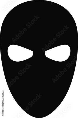 Mysterious black silhouette mask with two eye cutouts against a plain background Vector