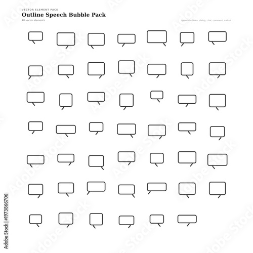 Outline Speech Bubble Pack with 48 Vector Elements