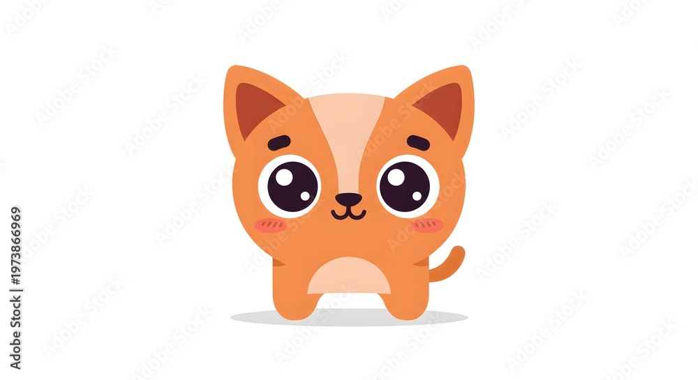 Fototapeta premium An adorable cartoon style kitten, with cute eyes and orange color