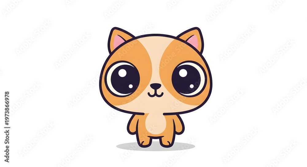 Obraz premium An adorable cartoon kitten with large, expressive eyes