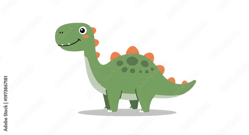 Fototapeta premium A charming illustration of a friendly green dinosaur, perfect for adding a touch of prehistoric fun!