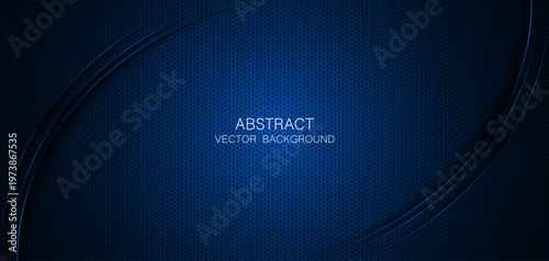 Abstract blue steel mesh background with blue glowing lines with free space for design