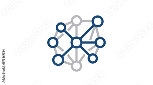 Connected Dots Stroke Line Icon for Network and Interdependent Systems. transparent.