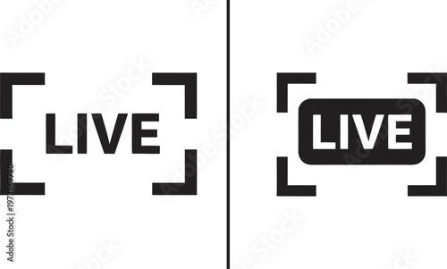 Live streaming icons indicating broadcast in progress within framing elements