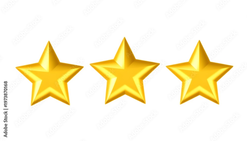 Obraz premium Three Gold Stars Rating Symbol Isolated on White Background