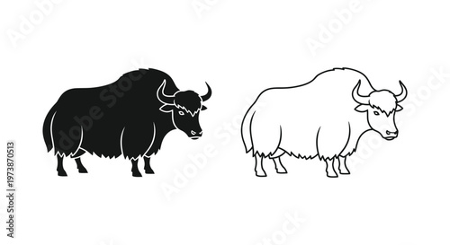 Yak vs Bison: Distinctive Animal Comparison Guide Vector