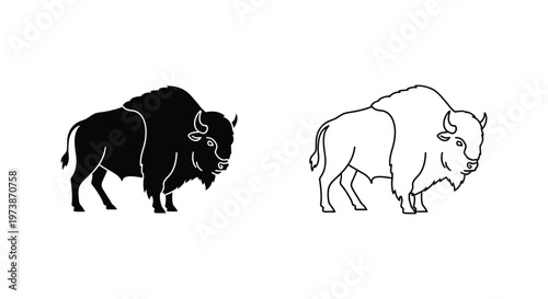 American Bison vs European Bison: Iconic Wildlife Comparison Vector