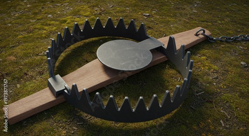 old bear trap on ground.