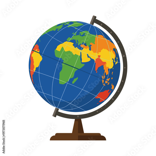 World globe icon, educational school equipment for geography studies