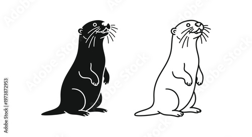 Cute Otter Illustration: Adorable Sea Creatures Art Vector