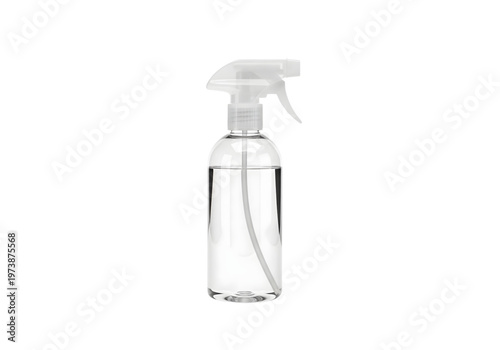 Clear plastic spray bottle with water png on transparent background