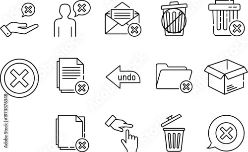 delete, remove, and cancel icons for app ui, website interface, and software design