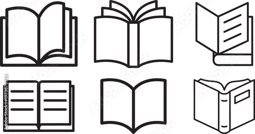 Literary Collection: A set of six unique book illustrations that capture the essence of reading. The books are positioned to highlight their pages and covers.png